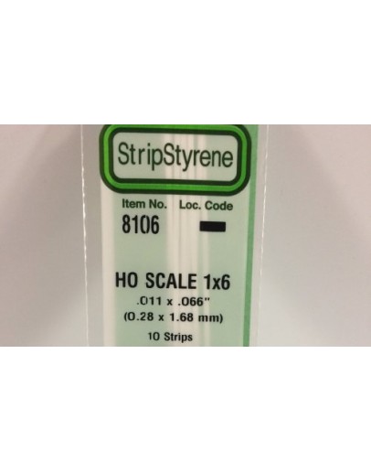 EVERGREEN PLASTIC MATERIALS 8106 OPAQUE WHITE POLYSTYRENE HO SCALE