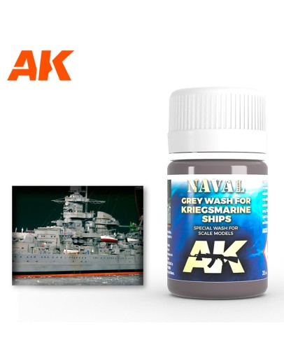 AK INTERACTIVE REAL COLOURS ENAMEL LACQUER - AK303 - [NAVEL] WASH GREY FOR KRIEGSMARINE SHIPS