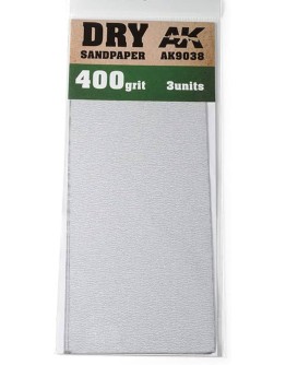 AK ACCESSORIES DRY SANDPAPER - AK9038 - SANDPAPER 400 GRIT [3 UNITS]