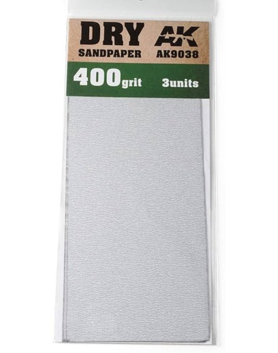 AK ACCESSORIES DRY SANDPAPER - AK9038 - SANDPAPER 400 GRIT [3 UNITS]