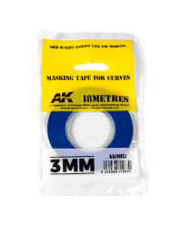 AK ACCESSORIES - AK9183 - BLUE MASKING TAPE FOR CURVES - WIDTH 3mm - LENGTH 15M