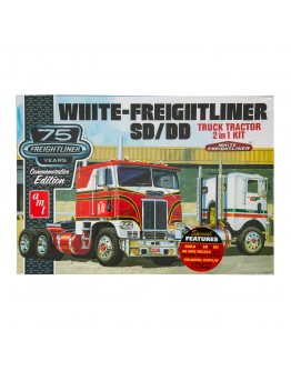 AMT 1/25 SCALE MODEL KIT - 1046 - White Freightliner 2-IN-1 SC-DD Cabover Tractor (75th Anniversary Edition) 