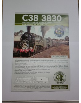AUSTRALIAN RAILWAY MODELS HO SCALE LOCO - C38 CLASS NON STREAMLINED PACIFIC 4-6-2 #3830 - OLIVE GREEN WITH BLACK SMOKE BOX.