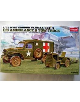 ACADEMY 1/72 SCALE PLASTIC MODEL MILITARY KIT - 13403 U.S AMBULANCE & TOWING TRACTOR ACD13403