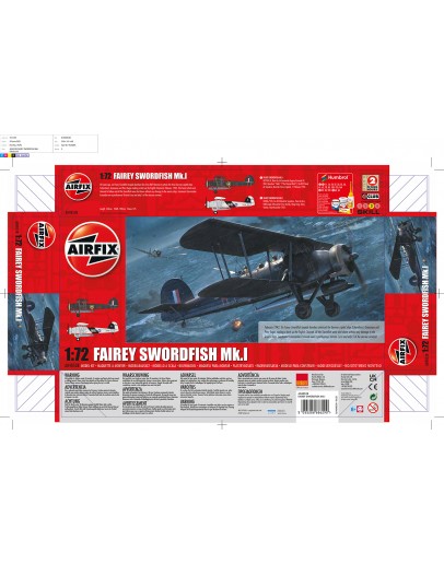 AIRFIX 1/72 SCALE MODEL AIRCRAFT KIT - A04053B - Fairey Swordfish Mk.1