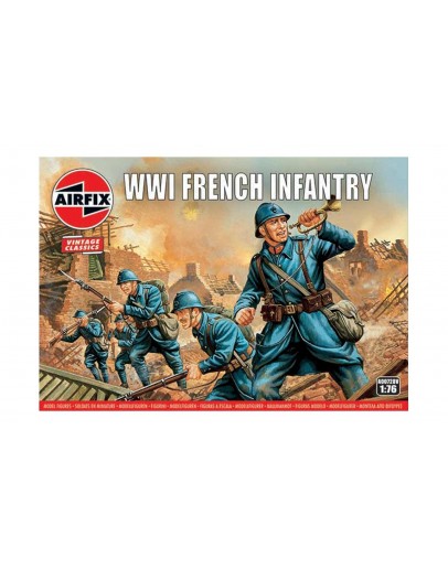 AIRFIX VINTAGE CLASSICS 1/76 SCALE MODEL MILITARY FIGURES KIT - A00728V - WW1 French Infantry