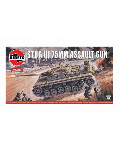 AIRFIX VINTAGE CLASSICS 1/76 SCALE MODEL MILITARY KIT - A01306V - Stug III 75mm Assault Gun 