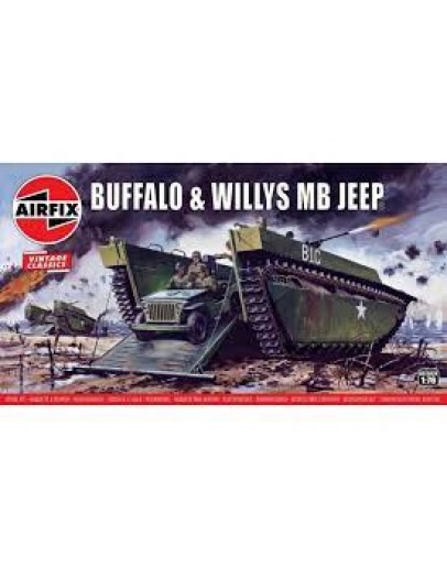 AIRFIX 1/72 SCALE MODEL KIT - 02302V BUFFALO AMPHIBIAN LVT & JEEP AI02302V