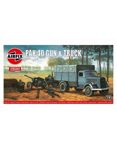 AIRFIX VINTAGE CLASSICS 1/76 SCALE MODEL MILITARY KIT - A02315V - Pak 40 Gun & Truck