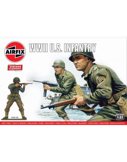 AIRFIX VINTAGE CLASSICS 1/32 SCALE MODEL KIT MILITARY FIGURES - A02703V - WWII U.S. Infantry