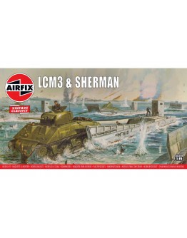 AIRFIX VINTAGE CLASSICS 1/76 SCALE MODEL MILITARY KIT - A03301V - LCM3 & Sherman