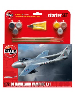 AIRFIX 1/72 SCALE MODEL STARTER SET KIT - A55204 - de Havilland Vampire T.11