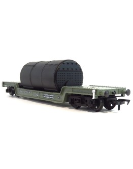BACHMANN BRANCHLINE OO SCALE WAGON 33-901F - 45T BOGIE WELL WAGON WITH BOILER LOAD - BR GREY