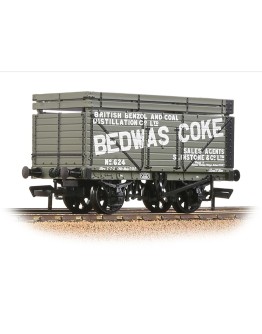 BACHMANN BRANCHLINE OO SCALE WAGON 37-205A 8 PLANK OPEN WAGON w/COAL RAILS - BEDWAS COKE - #624 GREY BLN37205A