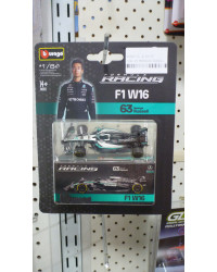 BURAGO FORMULA RACING 1/64 SCALE DIE-CAST MODEL CAR - 58011R - MERCEDES PETRONAS F1 W16  #63 GEORGE RUSSELL - BU58011R