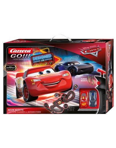 CARRERA SLOT CAR 'GO' SET - 62477 - Disney Cars - Neon Nights