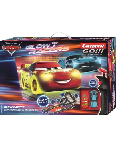 CARRERA GO SLOT CAR SET - 62559 - DISNEY CARS "GLOW RACERS"