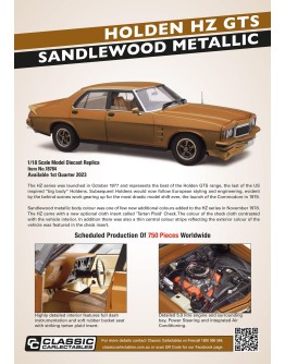 CLASSIC CARLECTABLES 1/18 SCALE DIE-CAST MODEL - 18784 - Holden HZ GTS - Sandelwood Metallic