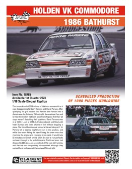 CLASSIC CARLECTABLES 1/18 SCALE DIE-CAST MODEL - 18785 - Holden VK Commodore - 1986 Bathurst