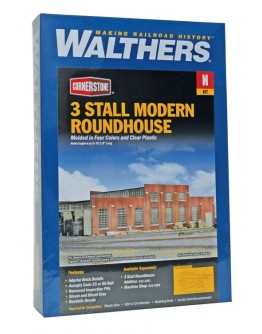 WALTHERS CORNERSTONE N BUILDING KIT  9333260 3 Stall Modern Roundhouse