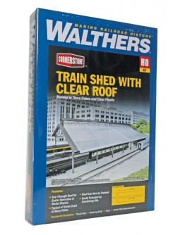 WALTHERS CORNERSTONE HO BUILDING KIT  9332984 Train Shed with Clear Roof