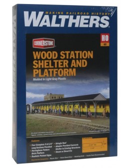 WALTHERS CORNERSTONE HO BUILDING KIT  9333188 Wood Station Shed & Platform - 4 Sections