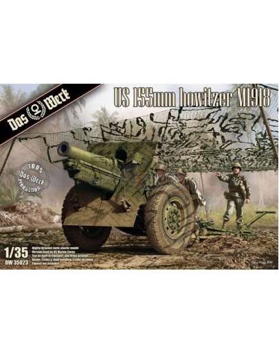 DAS WERK 1/35 SCALE PLASTIC MODEL KIT - 35023 US 155mm HOWITZER M1918 - DWK35023