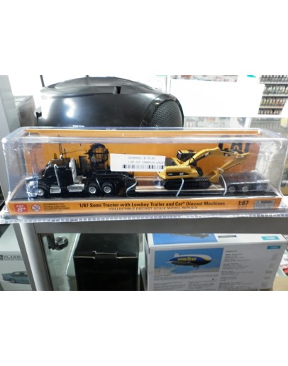 DIECAST MASTERS - CAT 1/87 DIE CAST MODEL - 84420 - KENWORTH T880 TRACTOR & TRAILER WITH CAT 320D EXCAVATOR CAT84420