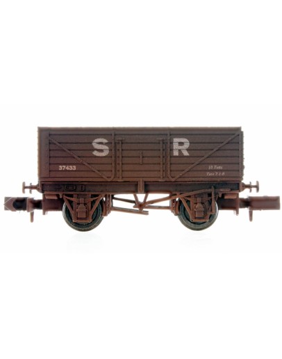 DAPOL N GAUGE WAGON 2F-071-057 - 7 PLANK OPEN WAGON [WEATHERED] - SR BROWN #37433 - DA2F071057