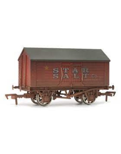 DAPOL OO SCALE WAGON 4F-018-004 10 TON 4 WHEEL COVERED SALT WAGON - STAR SALT CO. CHESTER # 105 - RED [WEATHERED]