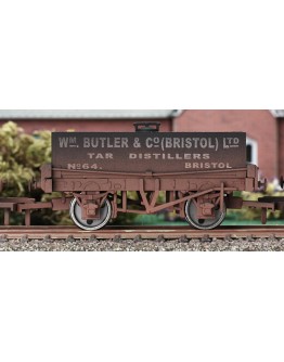 DAPOL OO SCALE WAGON 4F-032-006 RECTANGULAR TANK WAGON - # 64 Wm. BUTLER & Co [BRISTOL]Ltd TAR DISTILLERS - BLACK [WEATHERED]