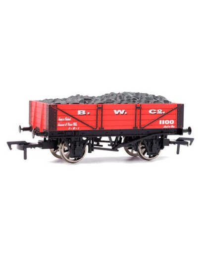 DAPOL OO SCALE WAGON 4F-040-001 4 PLANK OPEN WAGON w/LOAD - B. W. Co. # 1100 - RED - DA4F040001