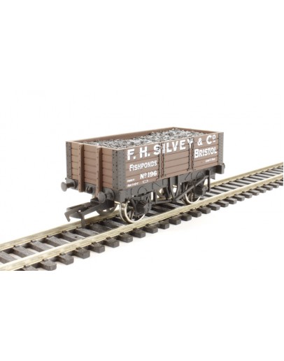 DAPOL OO SCALE WAGON 4F-052-007 5 Plank 9Ft Wheelbase Open Wagon - F.H. Silvey & Co. # 196 - Brown