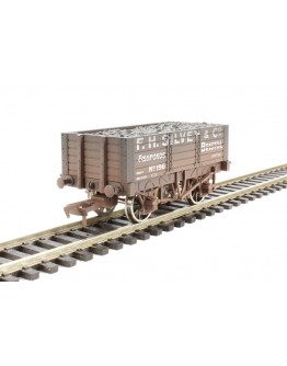 DAPOL OO SCALE WAGON 4F-052-008 5 Plank 9Ft Wheelbase Open Wagon - F.H. Silvey & Co. # 196 - Brown [Weathered]