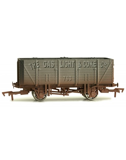 DAPOL OO SCALE WAGON 4F-090-105 9 PLANK OPEN WAGON W/LOAD - THE GAS LIGHT AND COKE CO. # 763 - GREY [WEATHERED]