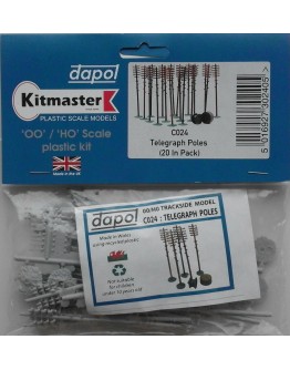 DAPOL KITMASTER OO/HO BUILDING KIT - PLASTIC C024 Telegraph Poles [ 20 in pack ]