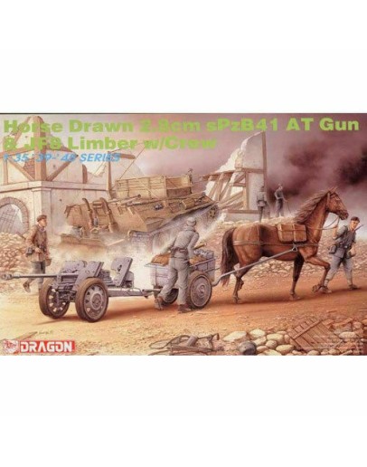 DRAGON 1/35 SCALE MODEL KIT - 6079 - Horse Drawn 2.8cm SpzB41 AT Gun & JF8 Limber w/Crew