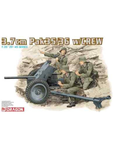 DRAGON 1/35 SCALE MODEL KIT - 6152 39-45 SERIES - 3.7CM PAK 35/36 w/CREW - DR6152