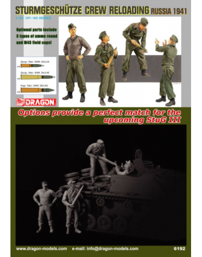 DRAGON 1/35 SCALE MODEL KIT - 6192 - Sturmgeschutze Crew Reloading Russia 1941