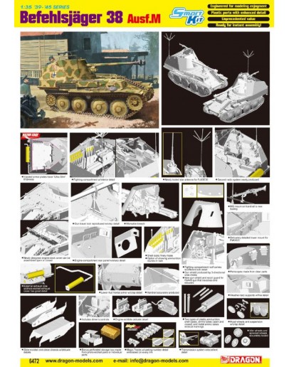 DRAGON 1/35 SCALE MODEL KIT - 6472 - Befehlsjager 38 Ausf.M