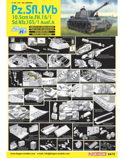 DRAGON 1/35 SCALE MODEL KIT - 6475 - Pz.Sfl.IVb 10.5cm le.FH18/1 (Sf.) Ausf.A 