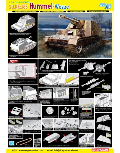 DRAGON 1/35 SCALE MODEL KIT - 6535 - Sd.Kfz.165 Hummel-Wespe