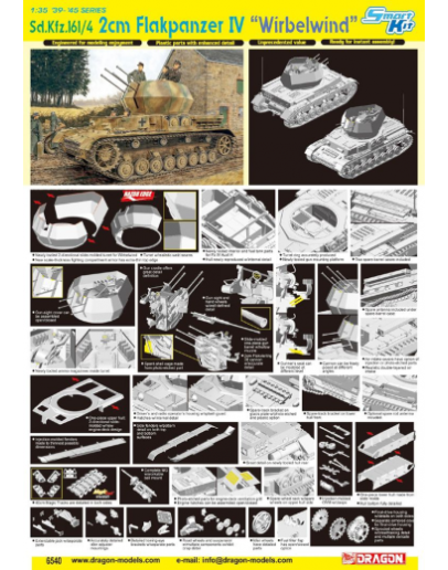 DRAGON 1/35 SCALE MODEL KIT - 6540 - Sd.Kfz.161/4 2cm Flakpanzer IV "Wirbelwind"