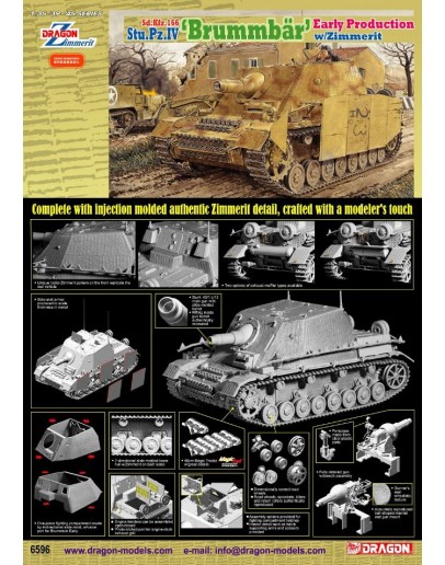 DRAGON 1/35 SCALE MODEL KIT - 6596 - Sd.Kfz.166 Syu.Pz.IV 'Brummbar' Early Production W/Zimmerit