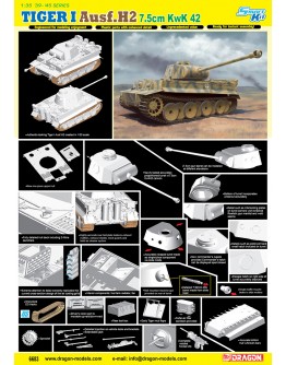 DRAGON 1/35 SCALE MODEL KIT - 6683 - Tiger 1 Ausf.H2 7.5cm KwK 42