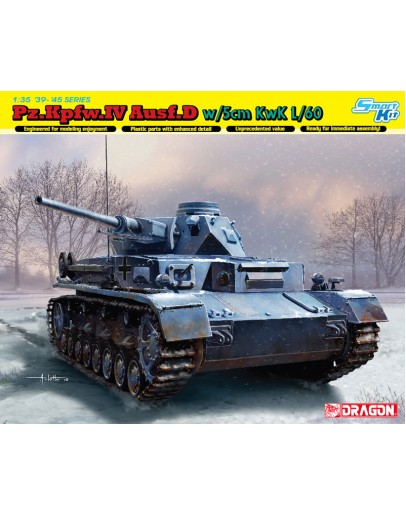 DRAGON 1/35 SCALE MODEL KIT - 6736 - Pz.Kpfw.IV Ausf.D w/5cm KwK L/60