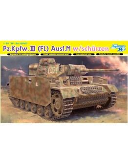 DRAGON 1/35 SCALE MODEL KIT - 6776 - Pz.Kpfw.III (FL) Ausf.M w/Schurzen 