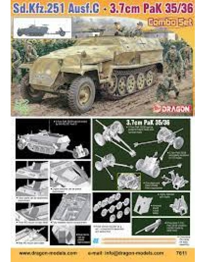 DRAGON 1/72 SCALE MODEL KIT - 7352 - SDKFZ 251/1 + GUN DR7352