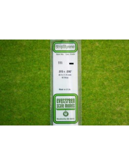 EVERGREEN PLASTIC MATERIALS - 111 - OPAQUE WHITE POLYSTYRENE STRIP - .015" X .030" - 10 STRIPS