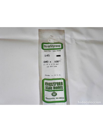 EVERGREEN PLASTIC MATERIALS - 145 - OPAQUE WHITE POLYSTYRENE STRIP -  .040" X .100" - 10 STRIPS